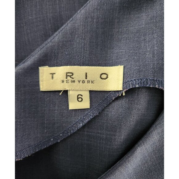 Vintage Trio New York Sleeveless Navy Blue Sheath Dress Size 6 100% Polyester Ba - Picture 3 of 4